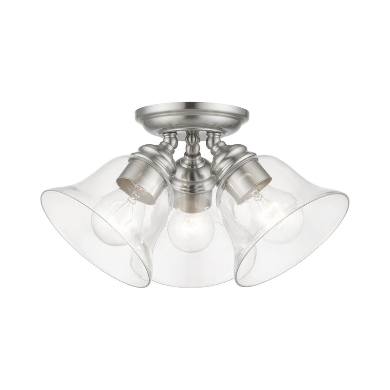 Livex Lighting 46489-91 Three Light Semi-Flush Mount, Brushed Nickel