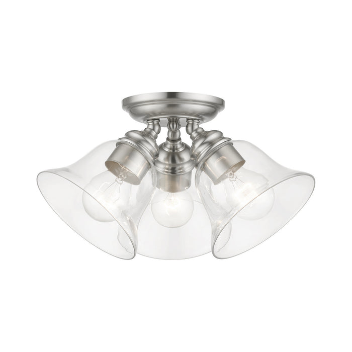 Livex Lighting 46489-91 Three Light Semi-Flush Mount, Brushed Nickel