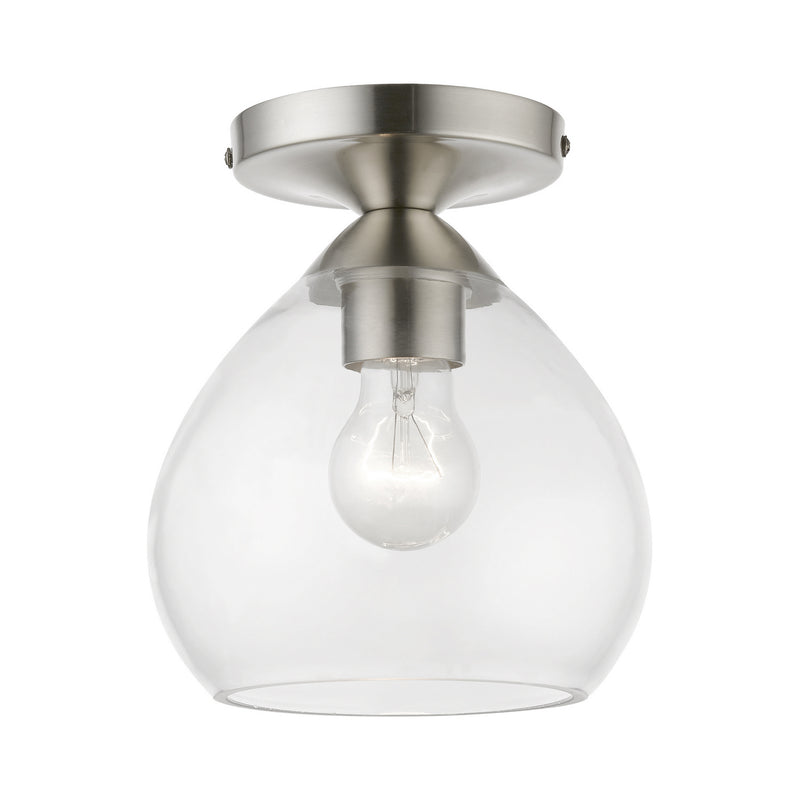 Livex Lighting 46500-91 One Light Semi-Flush Mount, Brushed Nickel