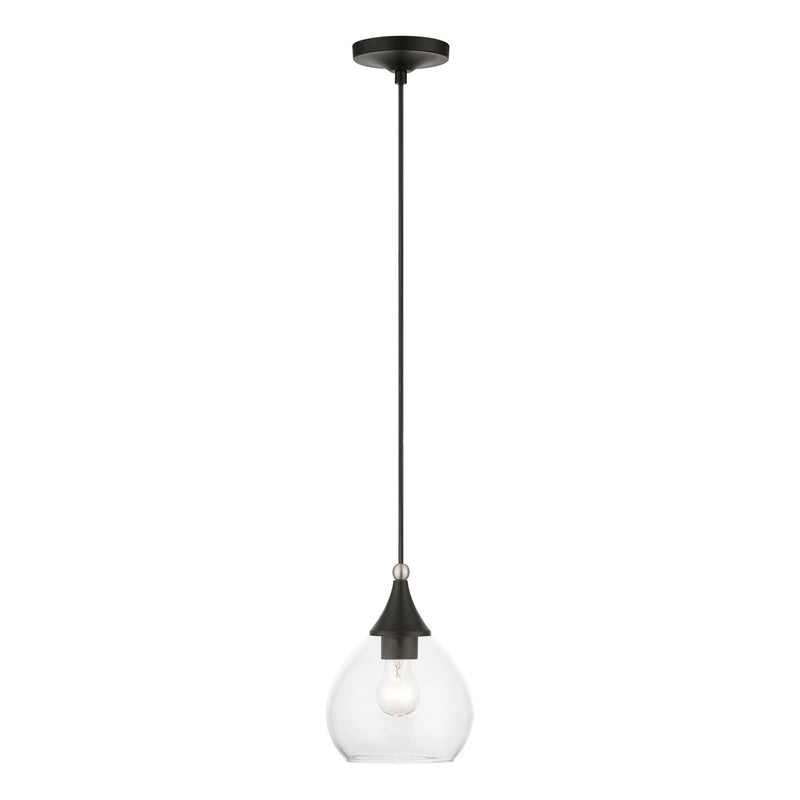 Livex Lighting 46501-04 One Light Mini Pendant, Black w/Brushed Nickel