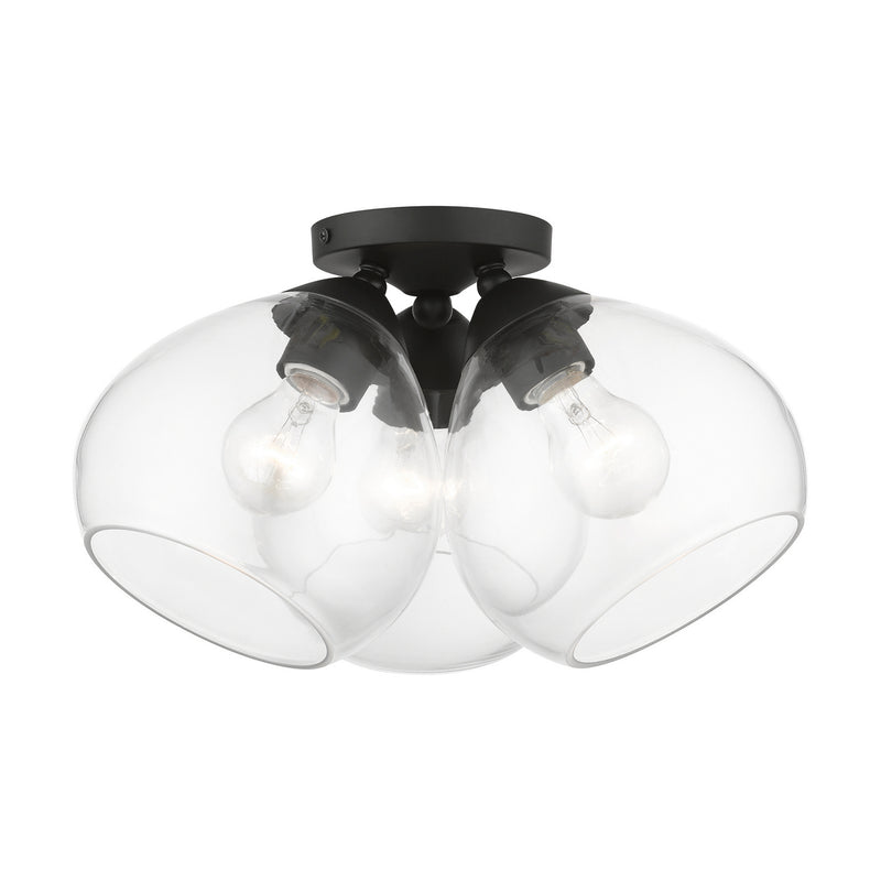 Livex Lighting 46502-04 Three Light Semi-Flush Mount, Black