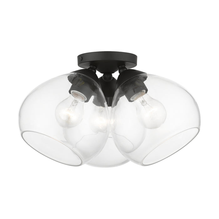 Livex Lighting 46502-04 Three Light Semi-Flush Mount, Black
