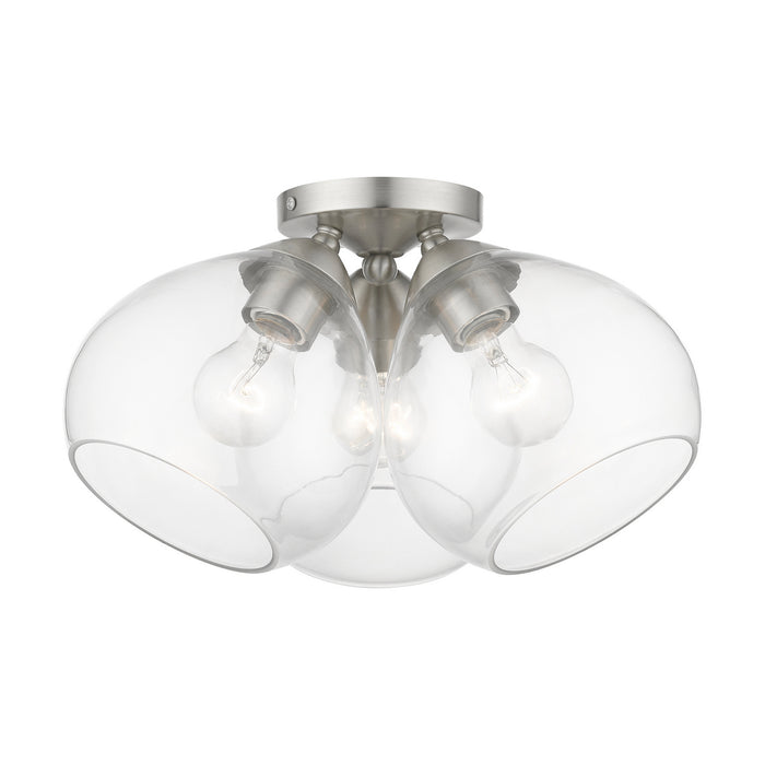 Livex Lighting 46502-91 Three Light Semi-Flush Mount, Brushed Nickel
