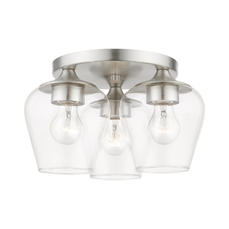 Livex Lighting 46723-91 Three Light Flush Mount, Brushed Nickel