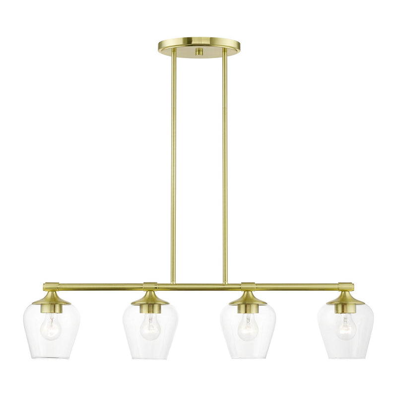 Livex Lighting 46724-12 Four Light Linear Chandelier, Satin Brass