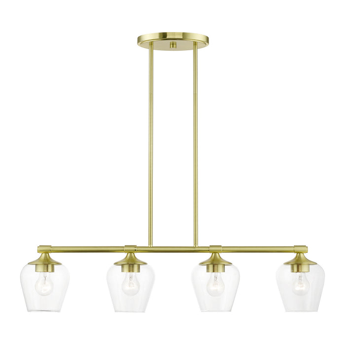 Livex Lighting 46724-12 Four Light Linear Chandelier, Satin Brass