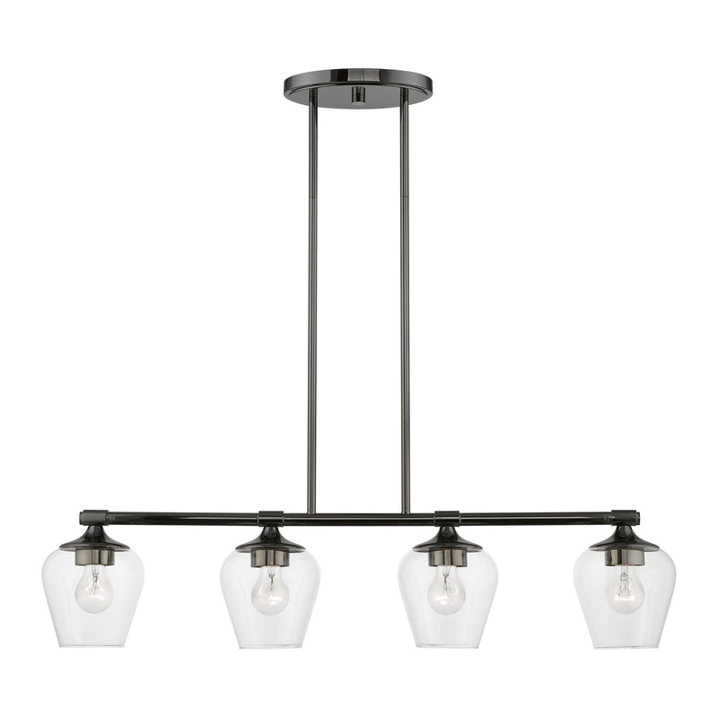 Livex Lighting 46724-46 Four Light Linear Chandelier, Black Chrome