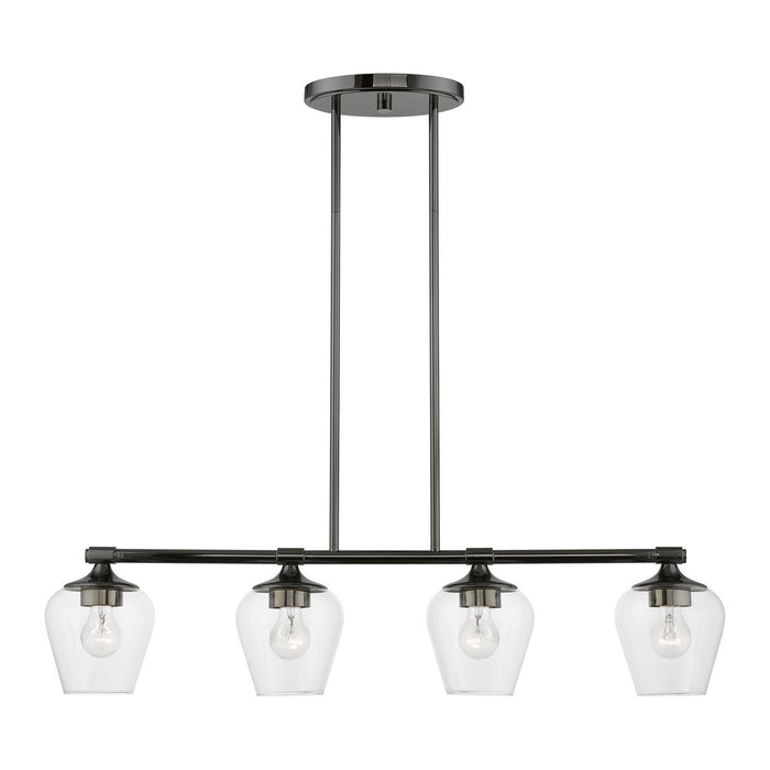 Livex Lighting 46724-46 Four Light Linear Chandelier, Black Chrome