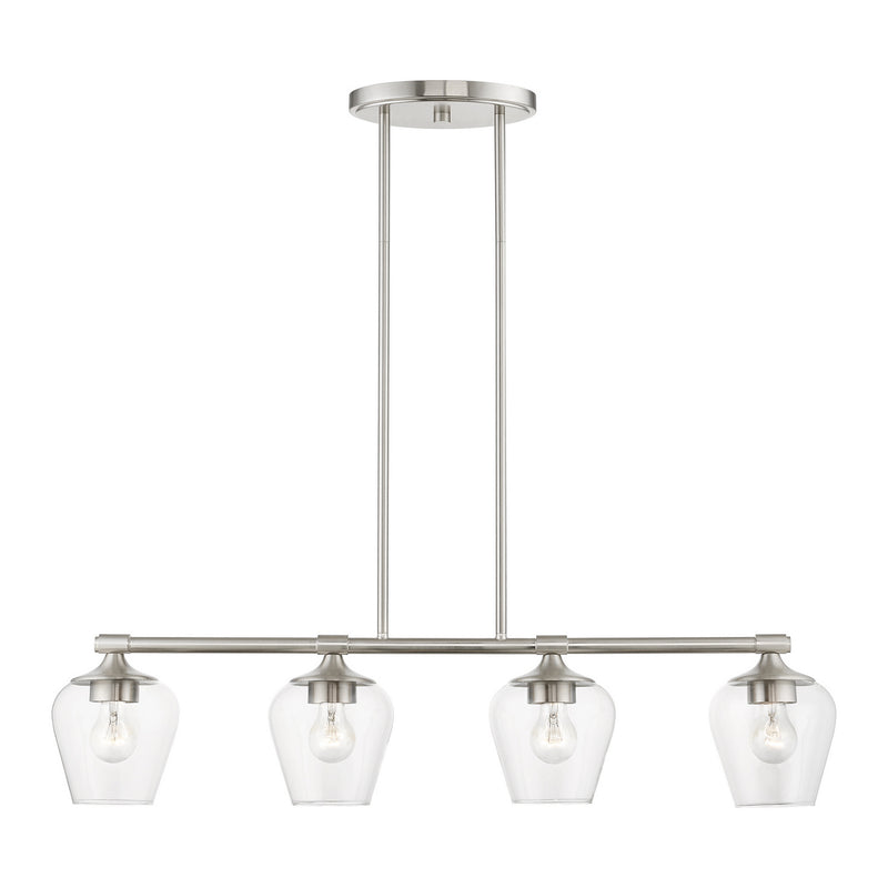 Livex Lighting 46724-91 Four Light Linear Chandelier, Brushed Nickel