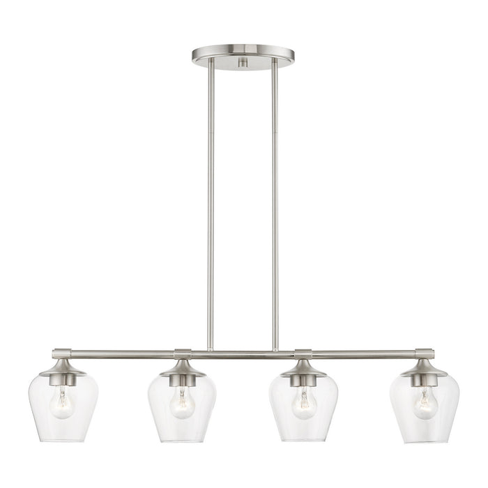 Livex Lighting 46724-91 Four Light Linear Chandelier, Brushed Nickel