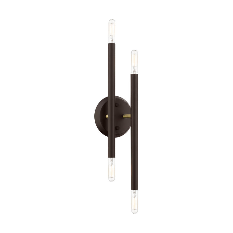 Livex Lighting 46771-07 Four Light Wall Sconce, Bronze w/Antique Brass