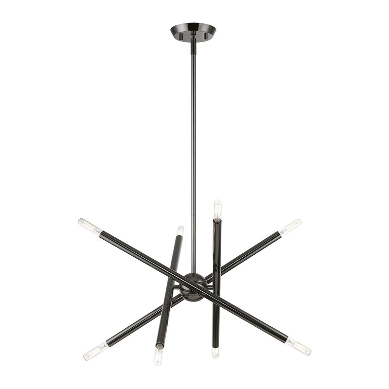 Livex Lighting 46774-46 Eight Light Chandelier, Black Chrome