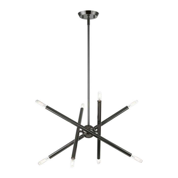 Livex Lighting 46774-46 Eight Light Chandelier, Black Chrome