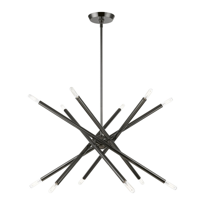 Livex Lighting 46776-46 12 Light Chandelier, Black Chrome