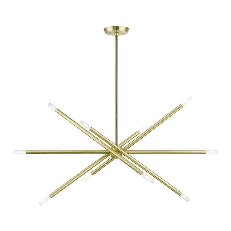 Livex Lighting 46777-12 Ten Light Linear Chandelier, Satin Brass