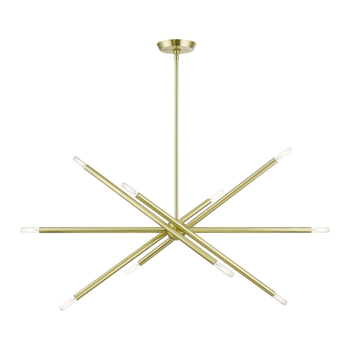 Livex Lighting 46777-12 Ten Light Linear Chandelier, Satin Brass