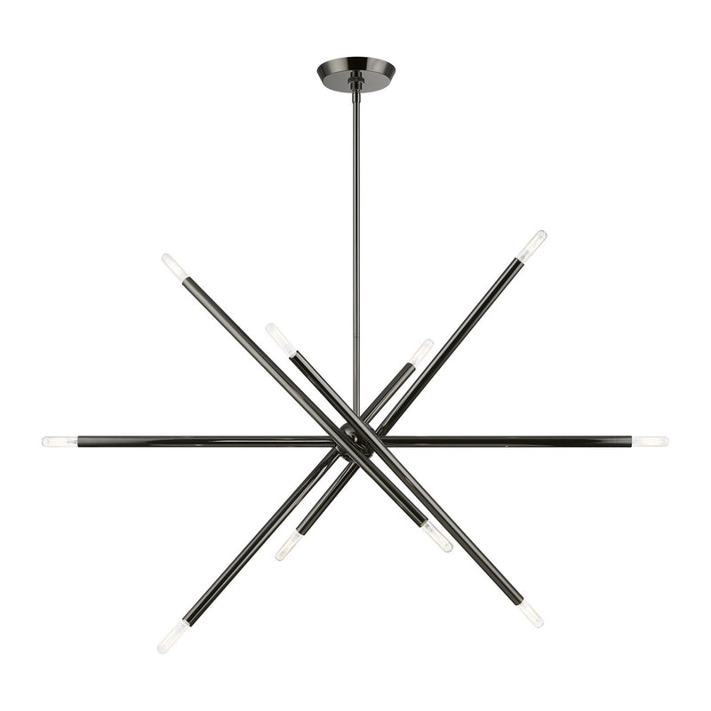 Livex Lighting 46777-46 Ten Light Linear Chandelier, Black Chrome