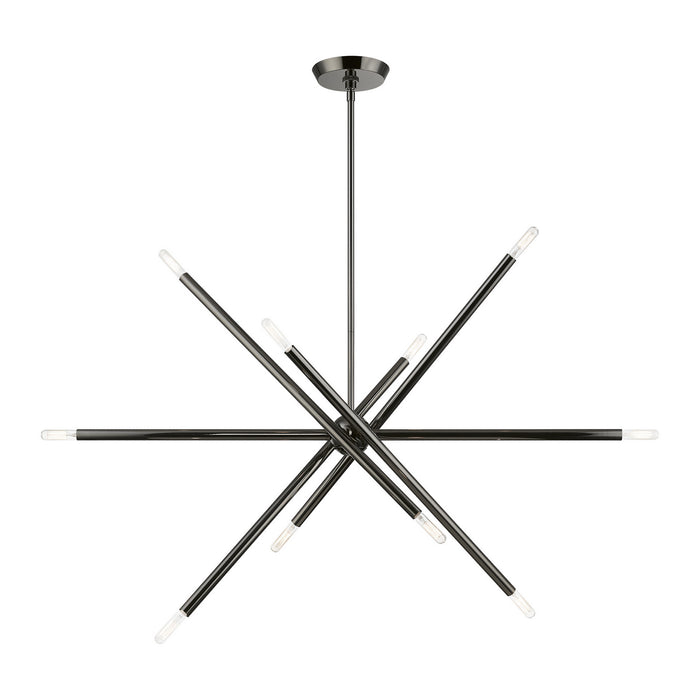 Livex Lighting 46777-46 Ten Light Linear Chandelier, Black Chrome