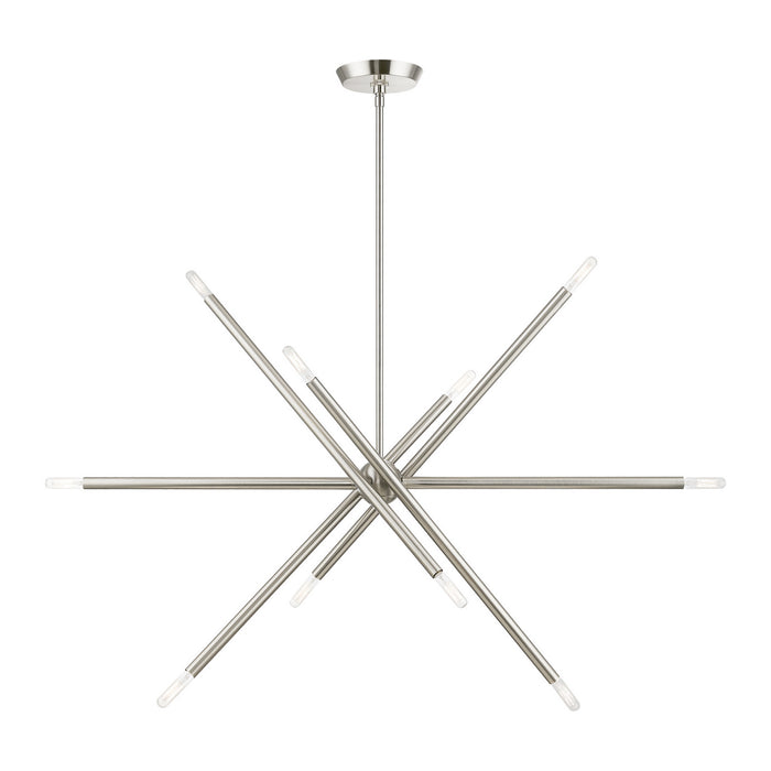 Livex Lighting 46777-91 Ten Light Linear Chandelier, Brushed Nickel