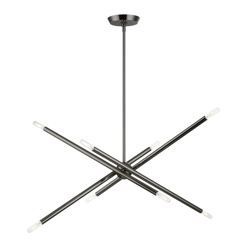 Livex Lighting 46778-46 Eight Light Linear Chandelier, Black Chrome