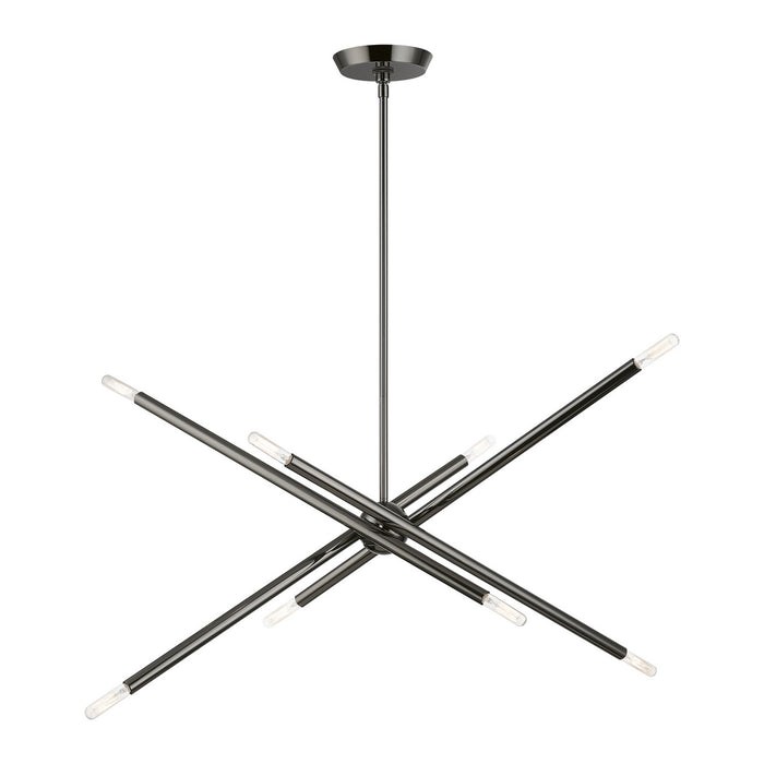 Livex Lighting 46778-46 Eight Light Linear Chandelier, Black Chrome