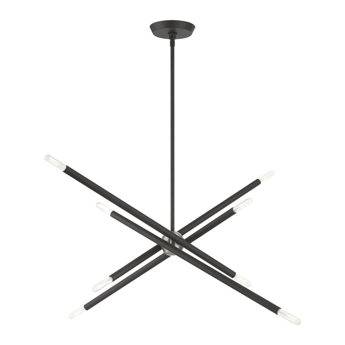 Livex Lighting 46778-76 Eight Light Linear Chandelier, Scandinavian Gray