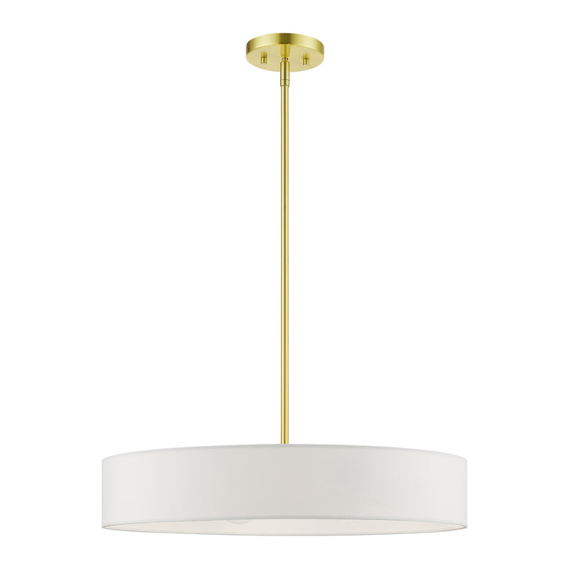 Livex Lighting 46924-12 Four Light Pendant, Satin Brass w/Shiny White