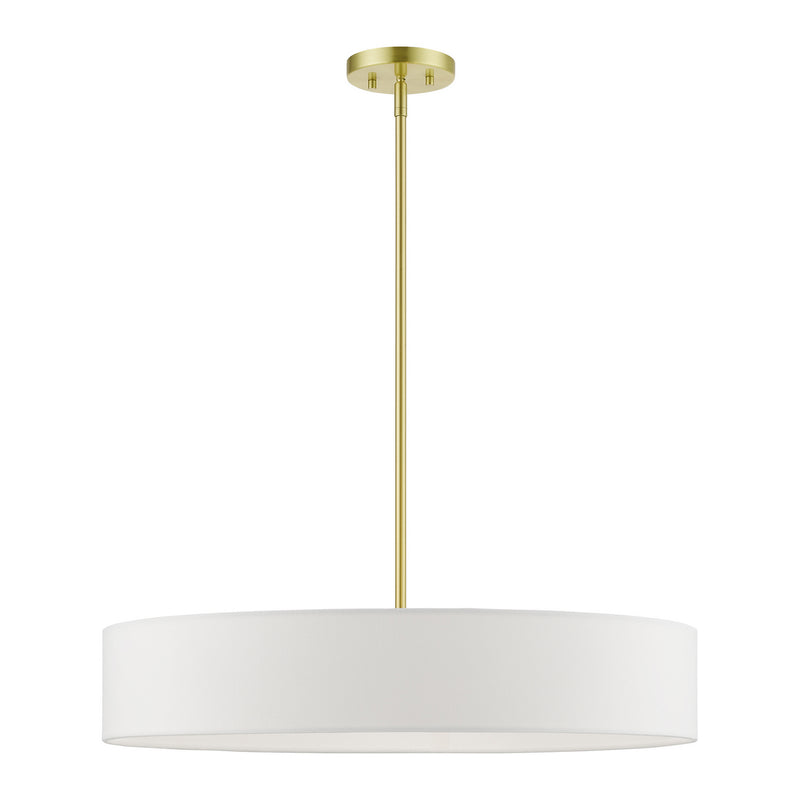 Livex Lighting 46925-12 Five Light Pendant, Satin Brass w/Shiny White