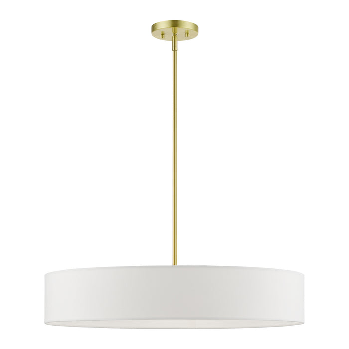 Livex Lighting 46925-12 Five Light Pendant, Satin Brass w/Shiny White