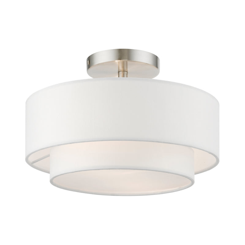 Livex Lighting 47151-91 Two Light Semi-Flush Mount, Brushed Nickel