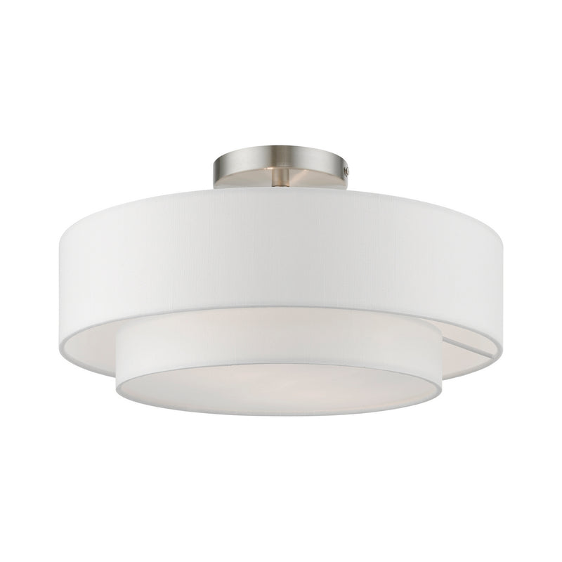 Livex Lighting 47153-91 Two Light Semi-Flush Mount, Brushed Nickel