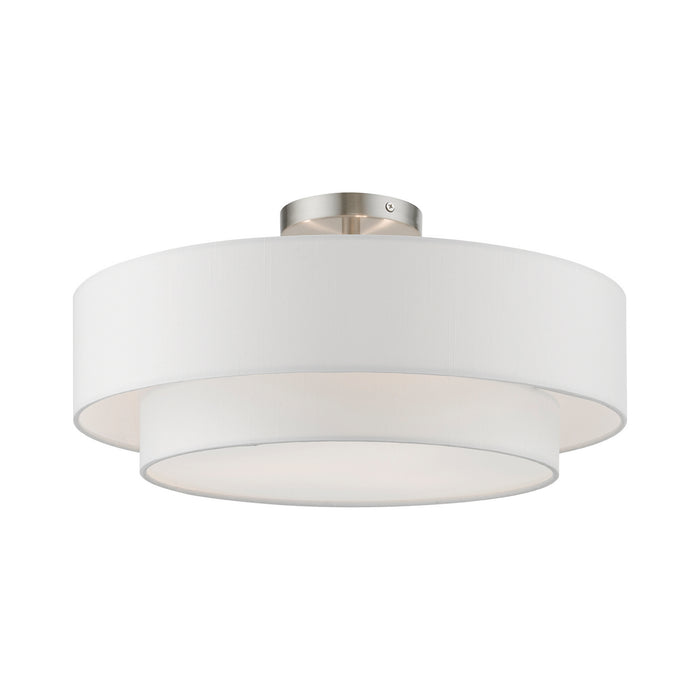 Livex Lighting 47154-91 Three Light Semi-Flush Mount, Brushed Nickel
