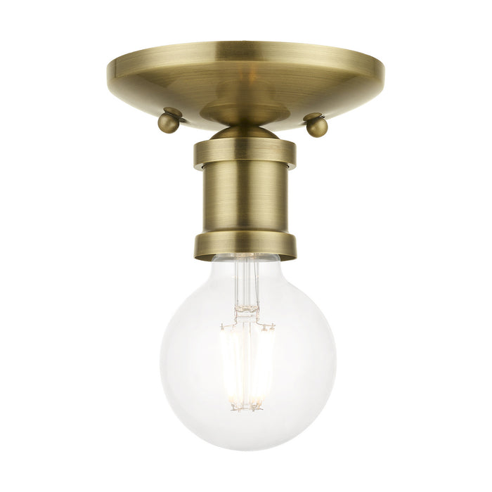 Livex Lighting 47160-01 One Light Flush Mount, Antique Brass