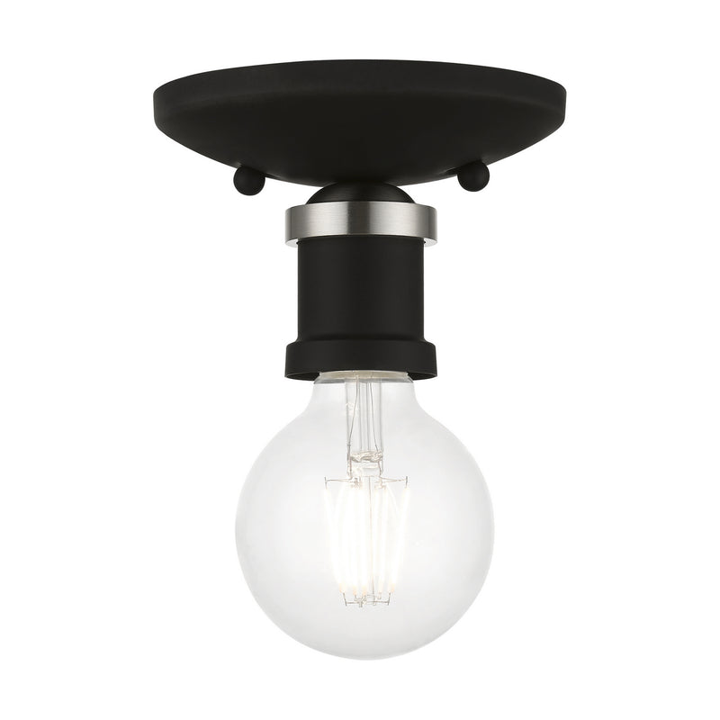 Livex Lighting 47160-04 One Light Flush Mount, Black w/Brushed Nickel