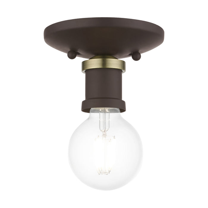 Livex Lighting 47160-07 One Light Flush Mount, Bronze w/Antique Brass