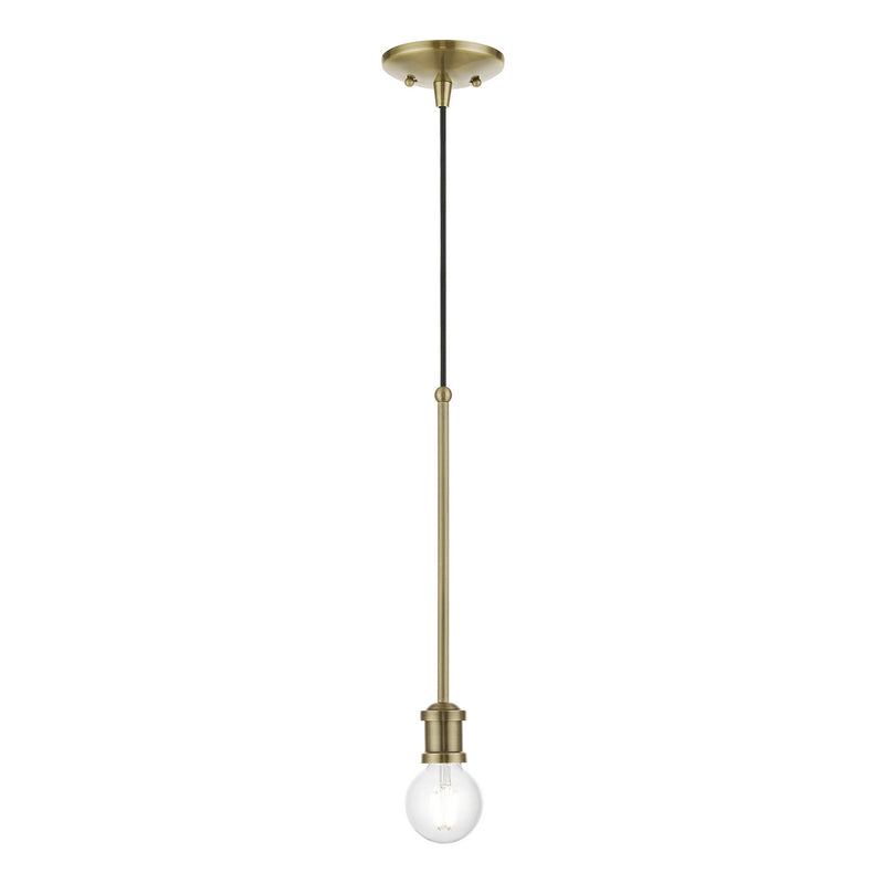 Livex Lighting 47161-01 One Light Pendant, Antique Brass