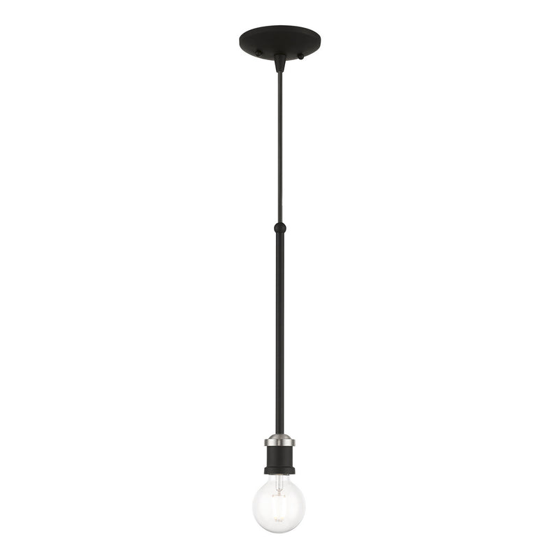 Livex Lighting 47161-04 One Light Pendant, Black w/Brushed Nickel