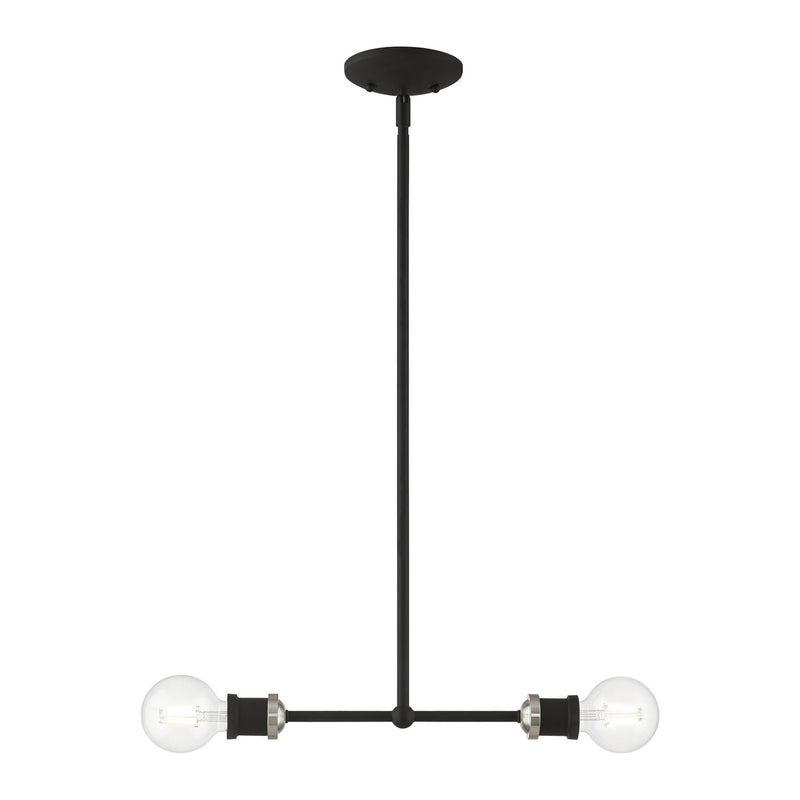 Livex Lighting 47162-04 Two Light Linear Chandelier, Black w/Brushed Nickel