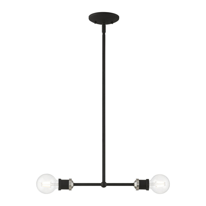 Livex Lighting 47162-04 Two Light Linear Chandelier, Black w/Brushed Nickel