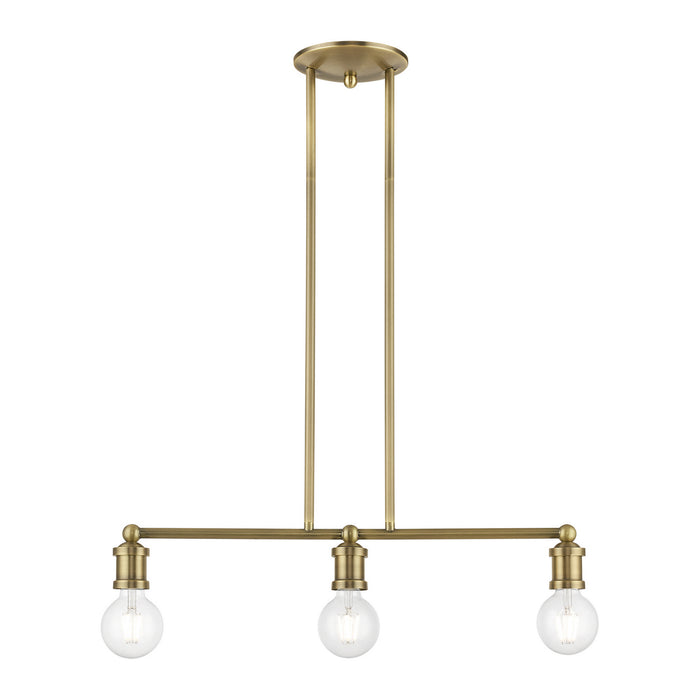 Livex Lighting 47163-01 Three Light Linear Chandelier, Antique Brass
