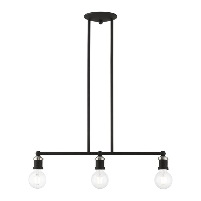 Livex Lighting 47163-04 Three Light Linear Chandelier, Black w/Brushed Nickel