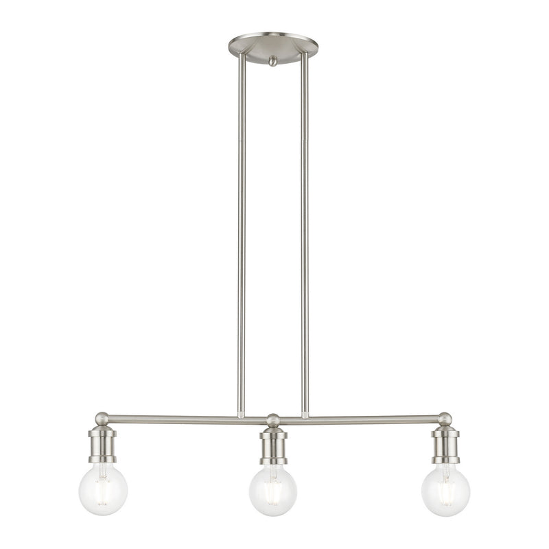 Livex Lighting 47163-91 Three Light Linear Chandelier, Brushed Nickel