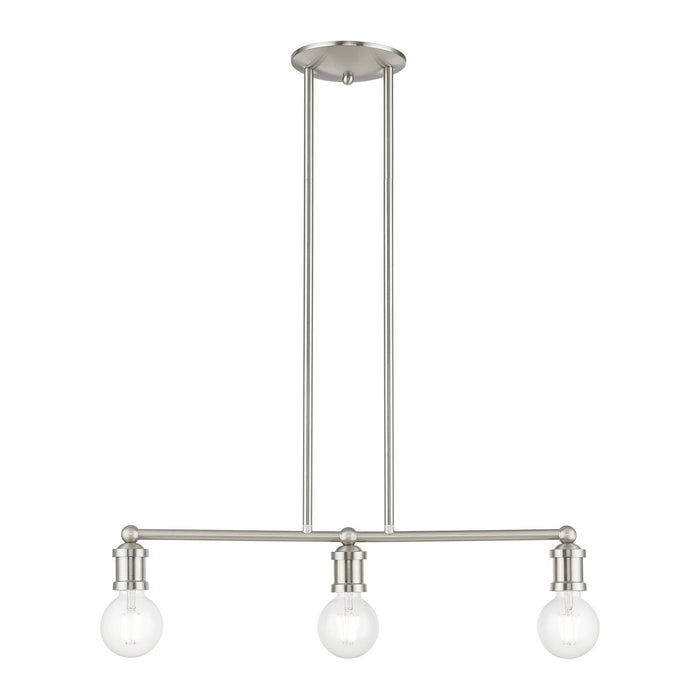 Livex Lighting 47163-91 Three Light Linear Chandelier, Brushed Nickel