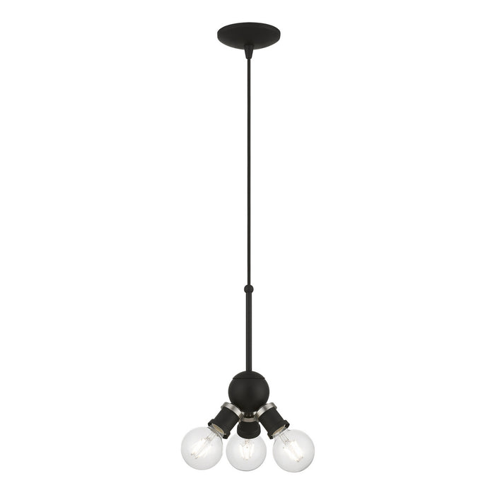 Livex Lighting 47164-04 Three Light Pendant, Black w/Brushed Nickel