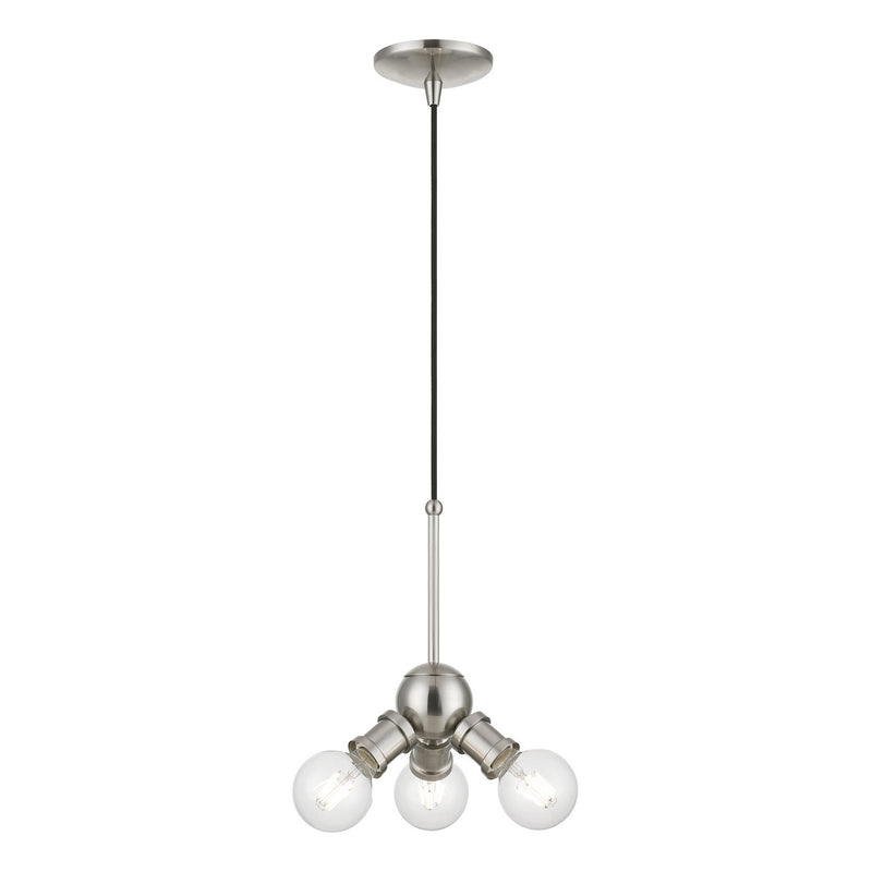 Livex Lighting 47164-91 Three Light Pendant, Brushed Nickel