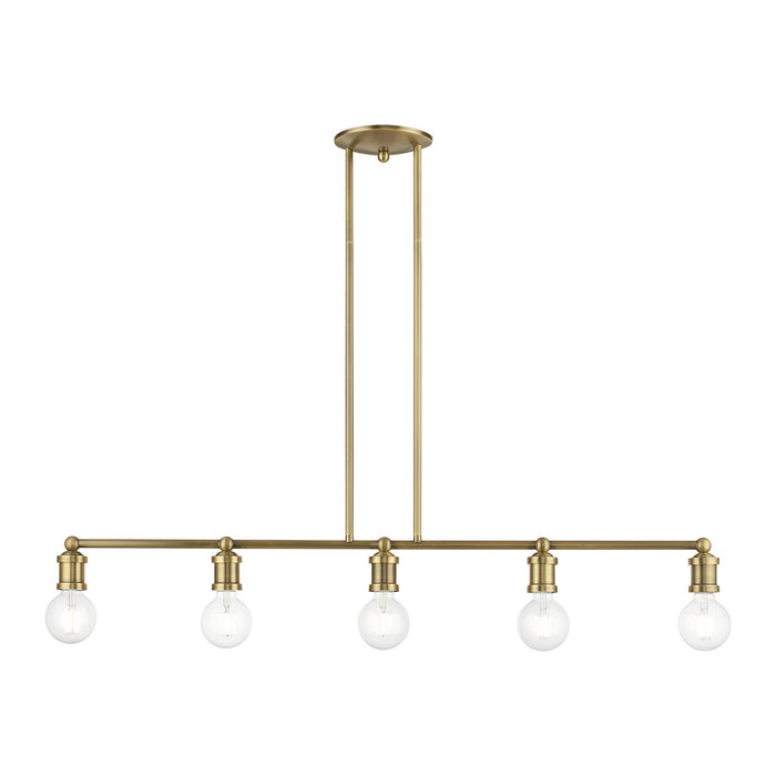 Livex Lighting 47165-01 Five Light Linear Chandelier, Antique Brass