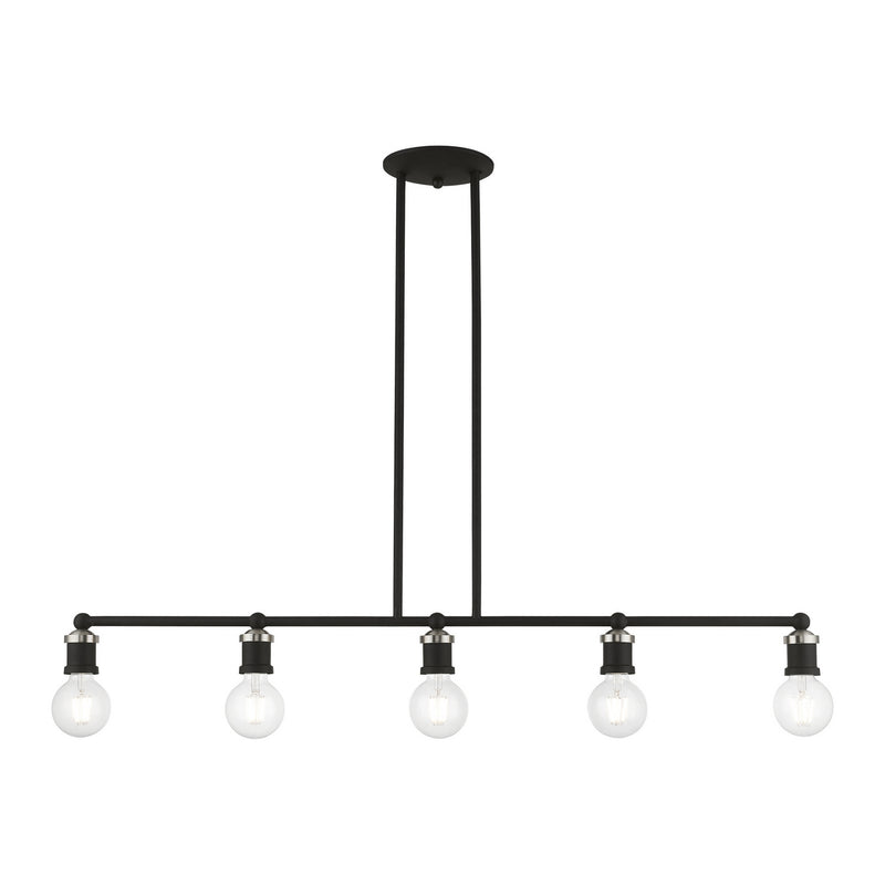Livex Lighting 47165-04 Five Light Linear Chandelier, Black w/Brushed Nickel