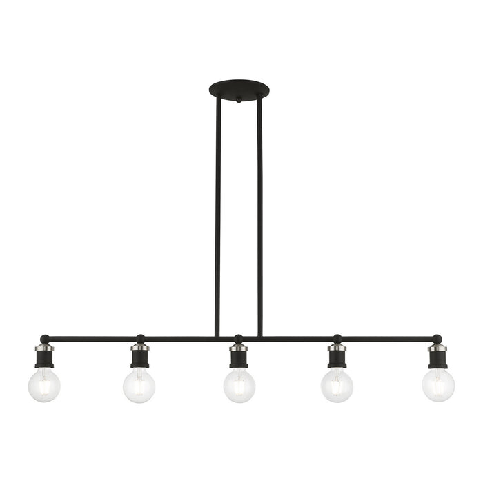 Livex Lighting 47165-04 Five Light Linear Chandelier, Black w/Brushed Nickel