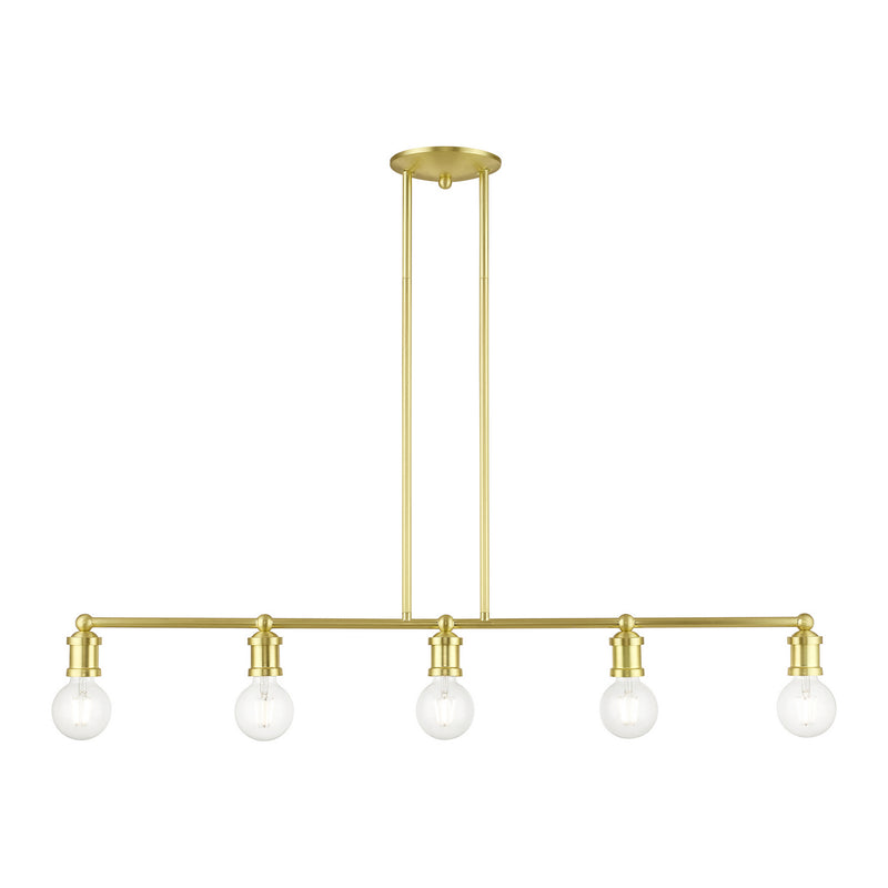 Livex Lighting 47165-12 Five Light Linear Chandelier, Satin Brass