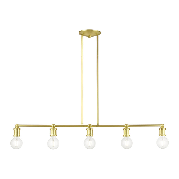 Livex Lighting 47165-12 Five Light Linear Chandelier, Satin Brass